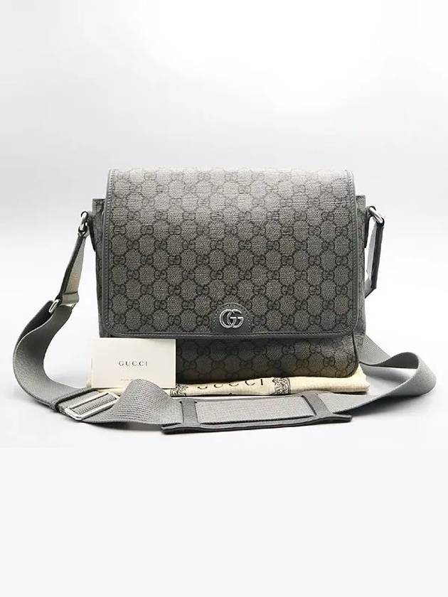 761741 Gray Black Supreme Tender Canvas Ophidia Medium Messenger Bag - GUCCI - BALAAN 1