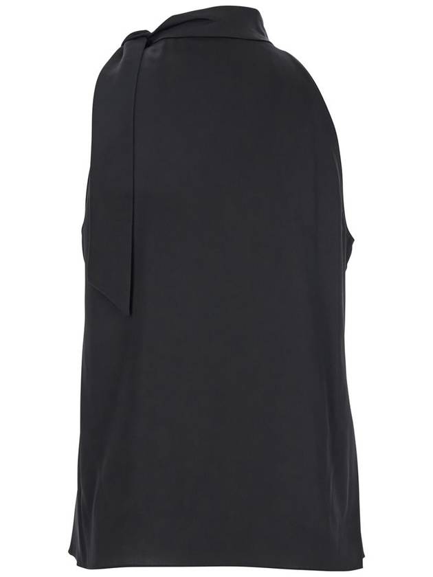 Black Sleeveless Top With Halterneck And Side Tie Detail In Tech Fabric Woman - THEORY - BALAAN 2