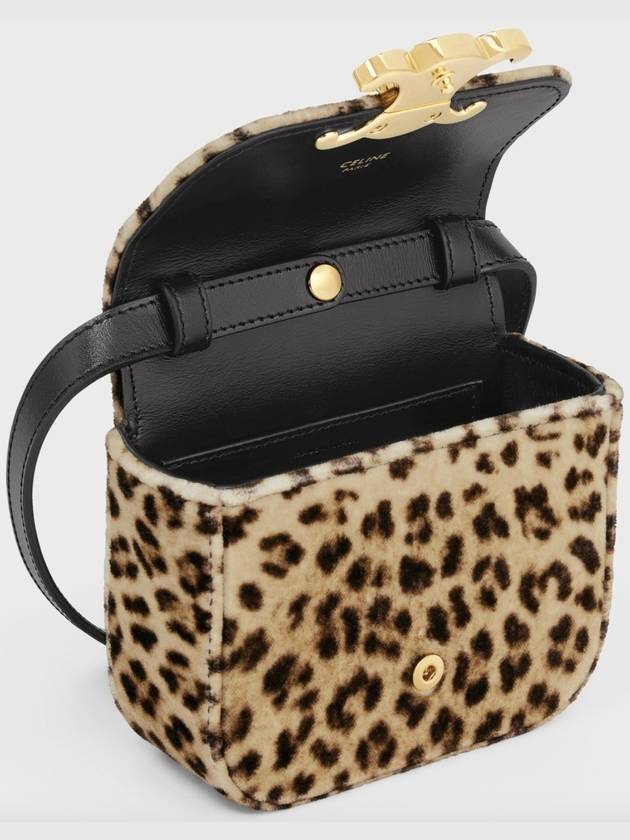 Mini Claude Leopard Print Velvet Cross Bag - CELINE - BALAAN 4