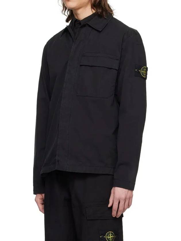 Supima Regular Fit Long Sleeve Shirt Black - STONE ISLAND - BALAAN 5