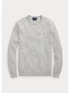 Embroidered Logo Crew Neck Knit Top Grey - POLO RALPH LAUREN - BALAAN 2