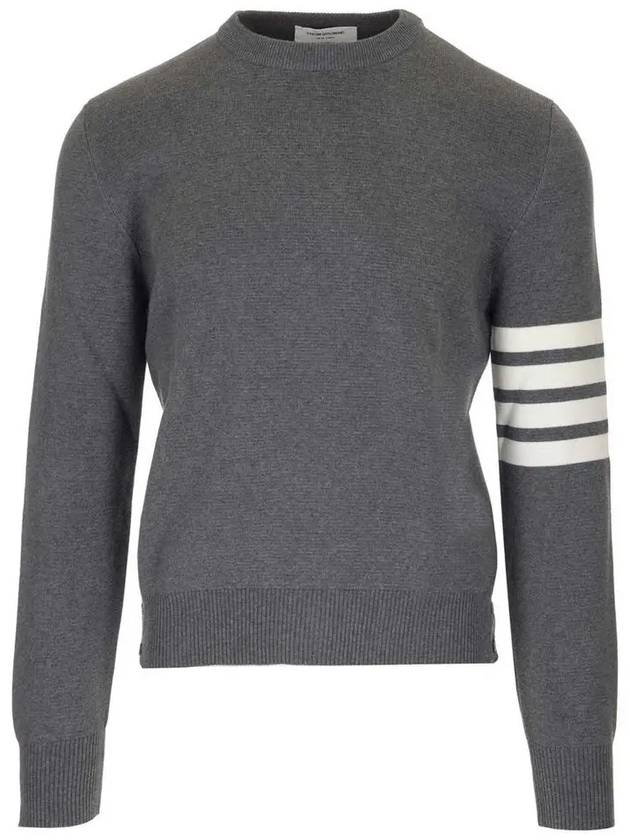 4 Bar Armband Milano Stitch Knit Top Mid Grey - THOM BROWNE - BALAAN 2