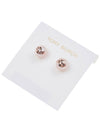 Crystal Pearl Stud Earring Rose - TORY BURCH - BALAAN 7