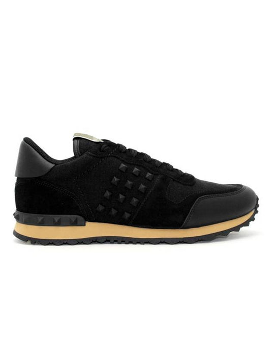 Men's Rockstud Low Top Sneakers Black - VALENTINO - BALAAN 1