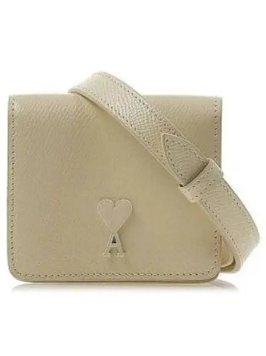 Heart Logo Strap Card Wallet Ivory - AMI - BALAAN 2