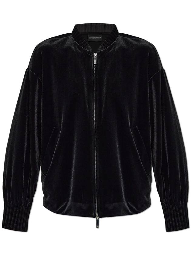 Emporio Armani Velvet Sweatshirt, Women's, Black - EMPORIO ARMANI - BALAAN 1