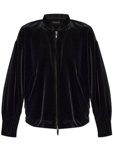 Emporio Armani Velvet Sweatshirt, Women's, Black - EMPORIO ARMANI - BALAAN 1