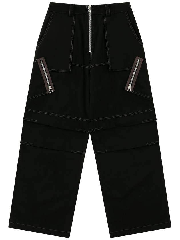 Cotton Twill Cargo Wide Pants Black - MONTSENU - BALAAN 7