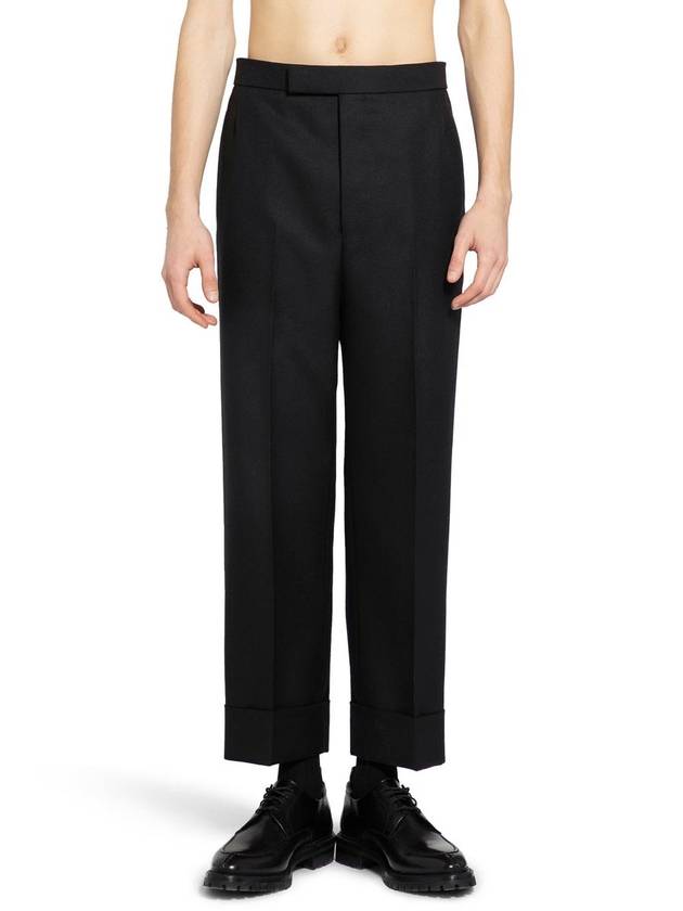 High rise backstrap straight pants black - THOM BROWNE - BALAAN 2