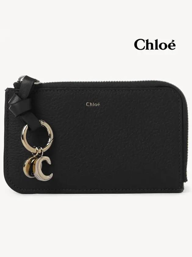 Alphabet Half Zipper Leather Card Wallet  Black - CHLOE - BALAAN 3