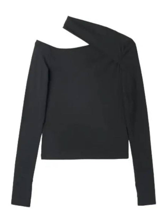 Asymmetric cut out t shirt black long sleeve - HELMUT LANG - BALAAN 1