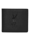 Cassandre  Leather Half Wallet Black - SAINT LAURENT - BALAAN 2