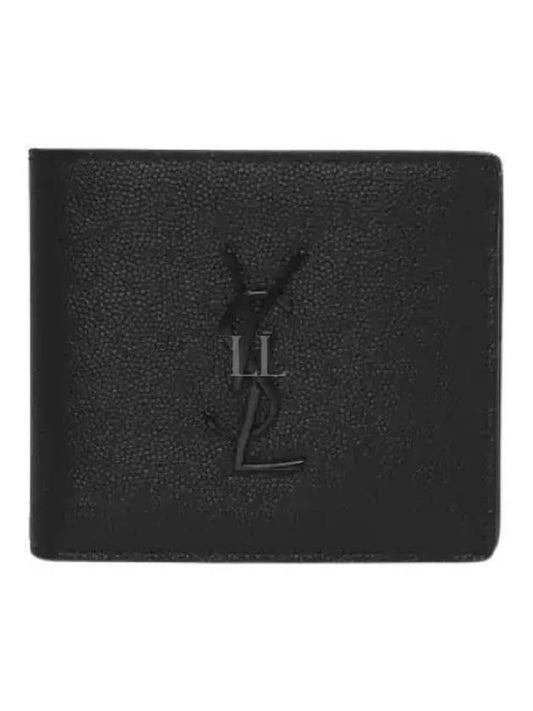Cassandre Leather Half Wallet Black - SAINT LAURENT - BALAAN 2