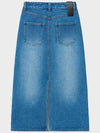 Washed Blue Denim Midi A Line Skirt Blue - NOIRER FOR WOMEN - BALAAN 5