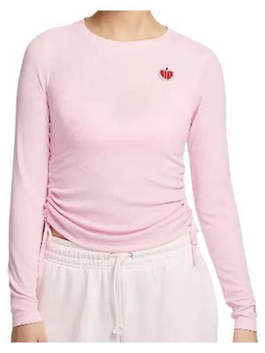 Sportswear Ribbed Crop Long Sleeve T-Shirt Pink - NIKE - BALAAN 1