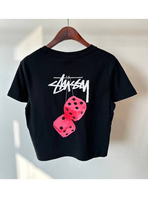 AU AUSTRALIA FUZZY DICE SLIM T SHIRT ST1M0300 BLACK WOMENS - STUSSY - BALAAN 3