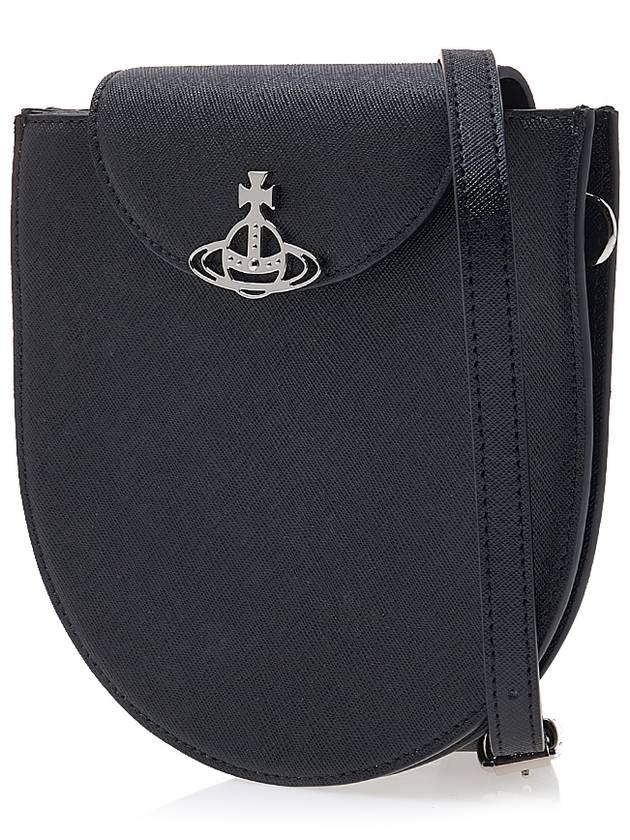 Half Moon Saddle Saffiano Leather Cross Bag Black - VIVIENNE WESTWOOD - BALAAN 3