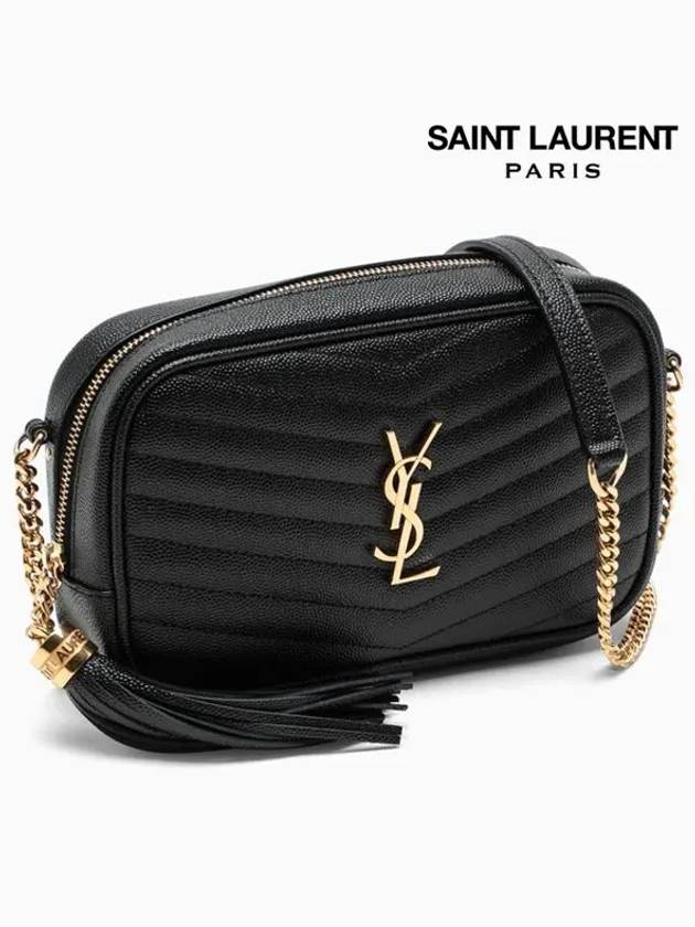 Lulu Mini Quilted Grain Leather Cross Bag Black - SAINT LAURENT - BALAAN 3