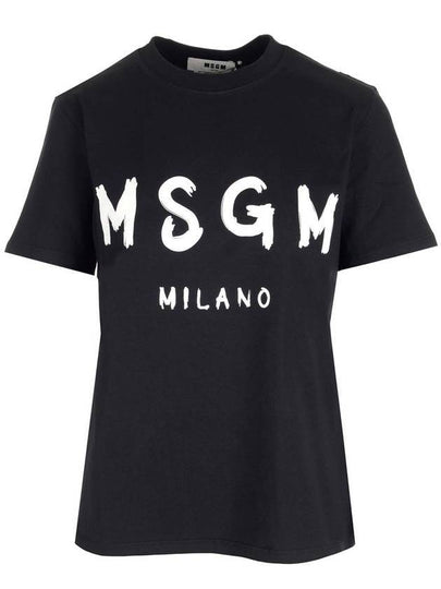 Brushed Logo Short Sleeve T-Shirt Black - MSGM - BALAAN 2