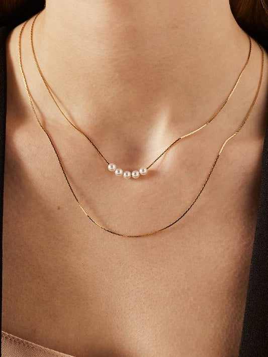 Swarovski Pearl Layered Necklace Gold - SOSOO - BALAAN 1