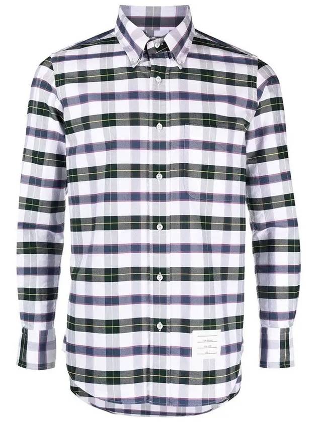 Oxford Tartan Check Cotton Long Sleeve Shirt - THOM BROWNE - BALAAN 3