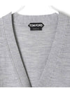 V-Neck Wool Cardigan Light Grey - TOM FORD - BALAAN 3