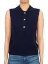 Polo Collar Vest Navy - GANNI - BALAAN 4