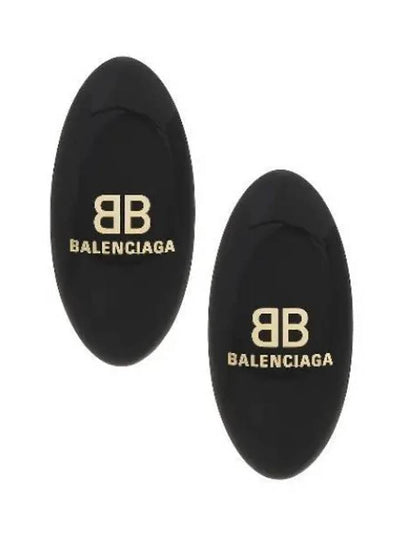 Oval Logo Plaque Earrings Black - BALENCIAGA - BALAAN 2