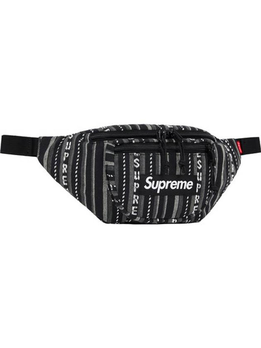 Woven Stripe Waist Bag Black - SUPREME - BALAAN 1