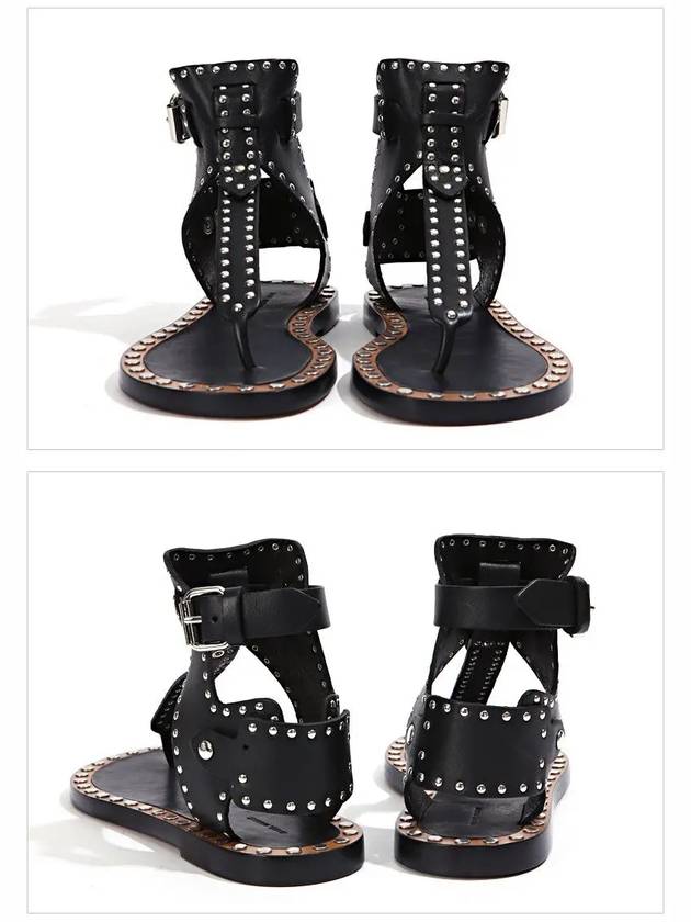 Johanna Studded Leather Sandals Black - ISABEL MARANT - BALAAN 4