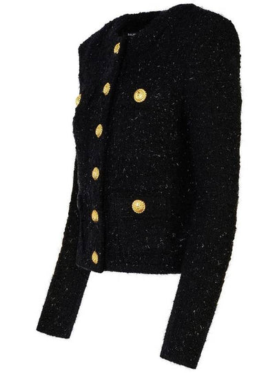 'Miami' Black Collarless Jacket With Jewel Buttons In Tweed Woman - BALMAIN - BALAAN 2