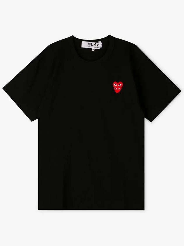 Comme des Gar ons Men s Double Heart Wappen Black Short Sleeve T Shirt AZ T288 051 1 - COMME DES GARCONS PLAY - BALAAN 2