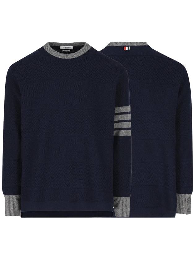 4 Bar Stripe Crewneck Knit Top Navy - THOM BROWNE - BALAAN 2