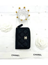 Classic Zipped Coin Purse Grained Calfskin & Gold Black - CHANEL - BALAAN 4