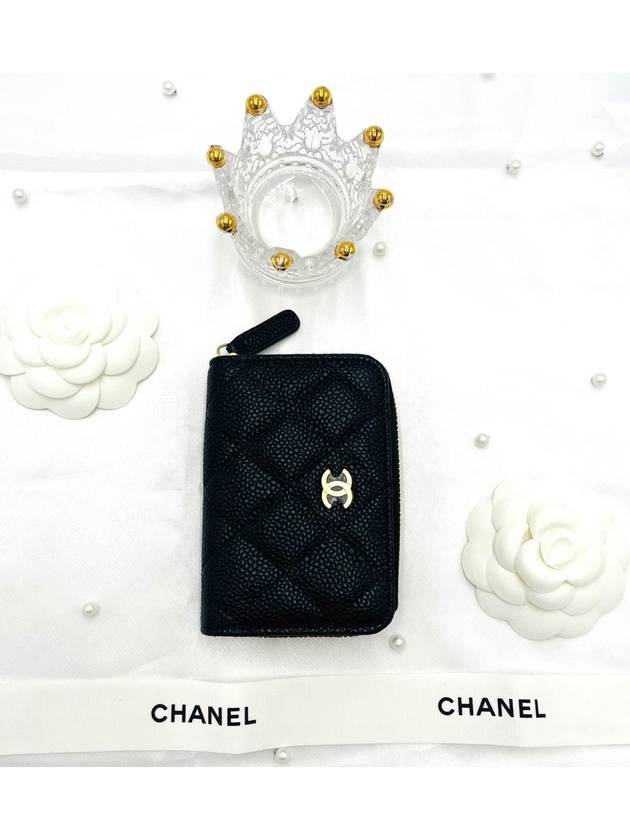 Classic Zipped Coin Purse Grained Calfskin & Gold Black - CHANEL - BALAAN 4