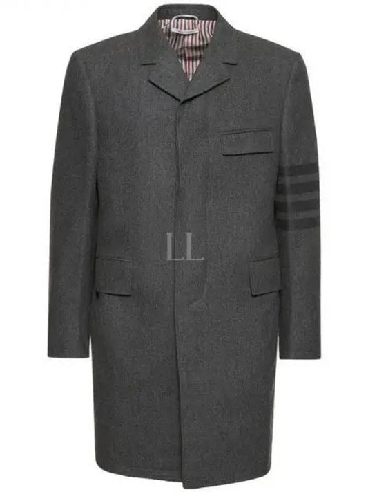 4 bar stripe plain weaving Chesterfield overcoat mock005A 06146 025 - THOM BROWNE - BALAAN 1