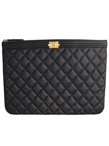 Boy Black Caviar Gold Plated Medium Clutch No 25 - CHANEL - BALAAN 1