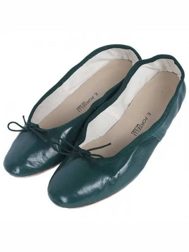 Women s leather flat shoes dark green PO DS 25 1120719 - PORSELLI - BALAAN 1