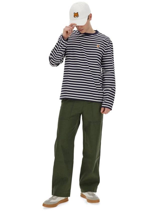 Fox Head Patch Regular Marin Long Sleeve T Shirt Navy Stripes - MAISON KITSUNE - BALAAN 3