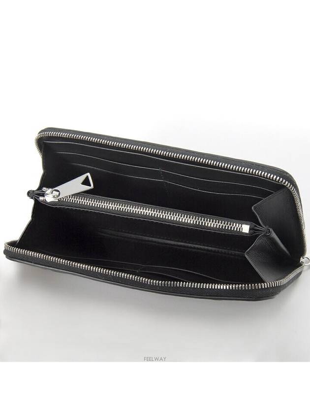 Intrecciato Zipper Around Leather Long Wallet Black - BOTTEGA VENETA - BALAAN 4