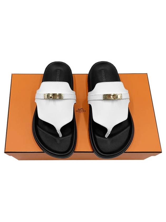 Empire Calfskin Slippers White - HERMES - BALAAN 2