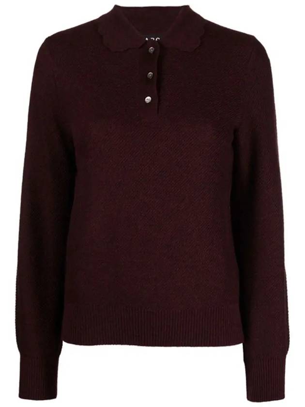 WoMen's Olivia Long Sleeve Polo Shirt Dark Burgundy - A.P.C. - BALAAN 3