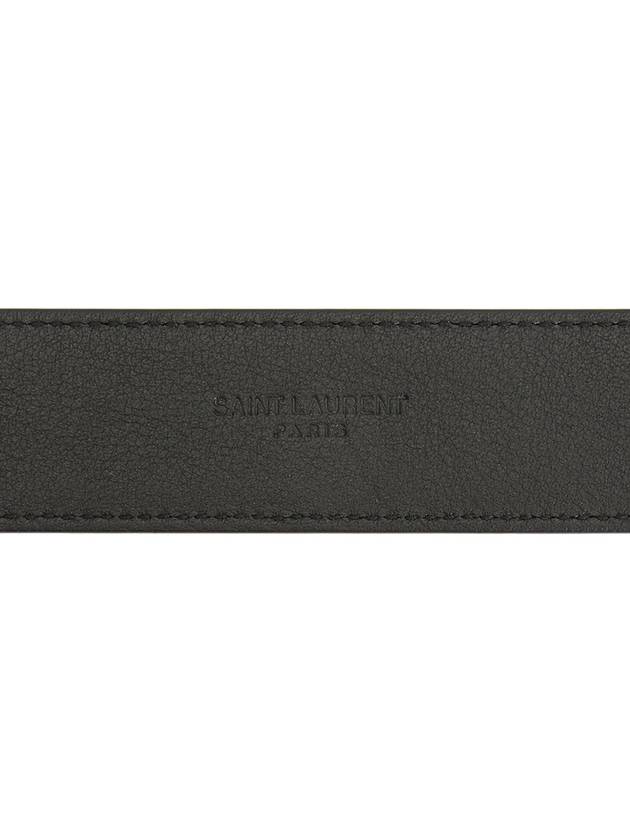 Silver Hardware Monogram Buckle Leather Belt Black - SAINT LAURENT - BALAAN 7