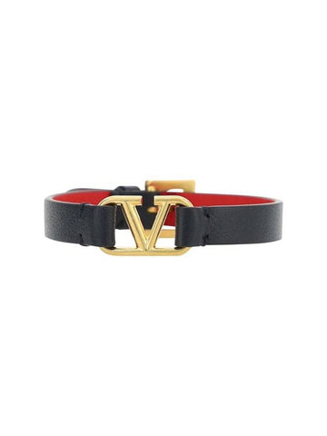 Gold Hardware V Logo Signature Bracelet Black - VALENTINO - BALAAN 1