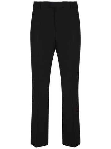 Men's Stretch Wool Blend Straight Pants Black - VALENTINO - BALAAN 1