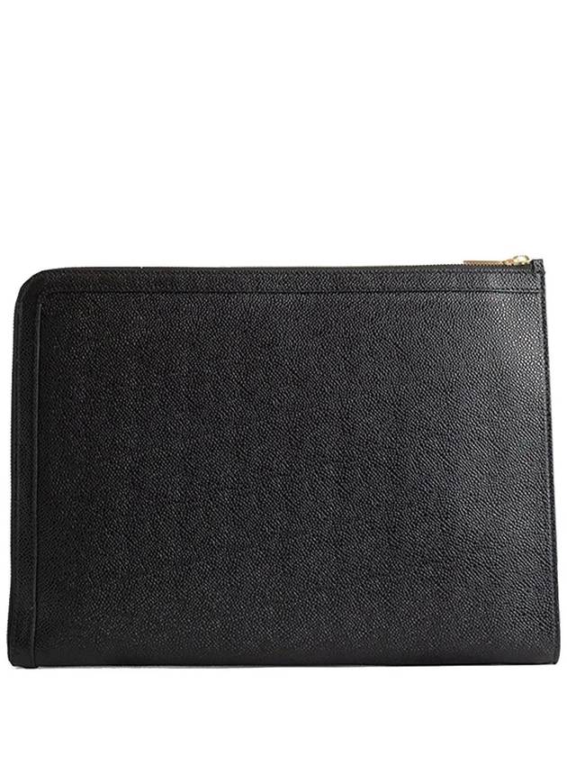 Three Stripes Tab Pebble Document Folio Clutch Bag Black - THOM BROWNE - BALAAN 3