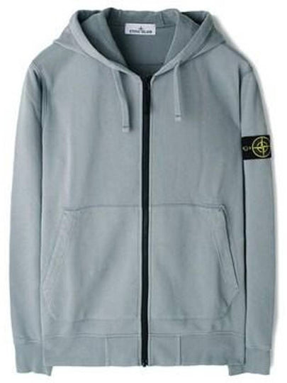 Cotton Fleece Garment Dyed Zip Up Hoodie Green Grey - STONE ISLAND - BALAAN 2