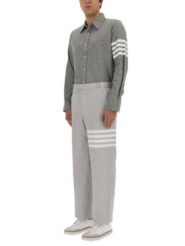 4 Bar Stripe Tailored Straight Pants Grey - THOM BROWNE - BALAAN 3