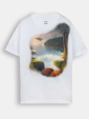 Women's Blur Graphic T-Shirt White M241TS03701W - WOOYOUNGMI - BALAAN 1