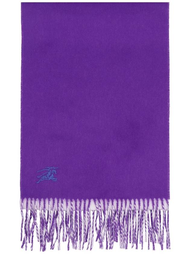 Embroidered Logo Reversible Cashmere Scarf Purple - BURBERRY - BALAAN 5